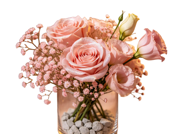 Glitter Blush Rose & Lisianthus Vase Arrangement