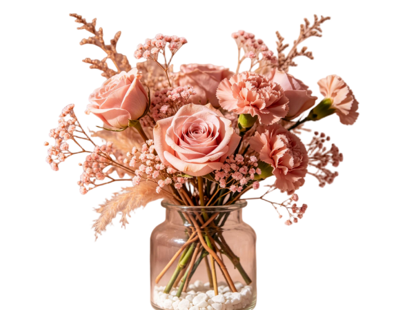 Dusty Pink Rose & Carnation Dried Style Bouquet