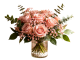 Blush Pink Rose Arrangement with Eucalyptus & Greenery in Glass Vase, Lush Floral Centerpiece