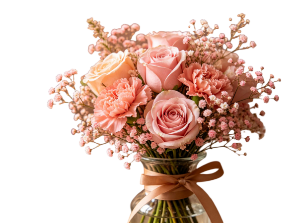 Peach & Blush Pink Mixed Floral Vase Arrangement